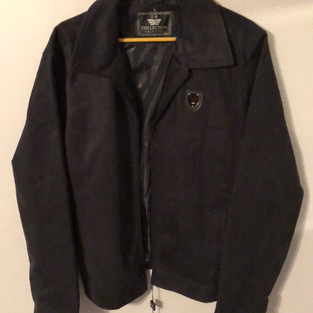 NEW Men’s Black Suede Zip Up Jacket (XL)